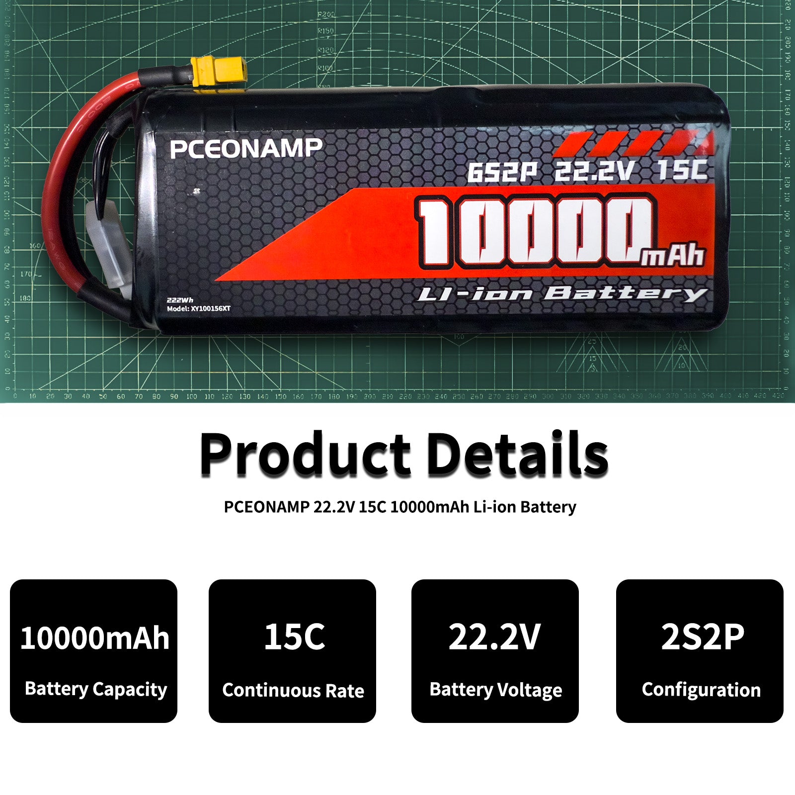 PCEONAMP 6S Li-ion Battery 10000mAh 22.2V 15C with XT60 Plug Rechargeable High Capacity RC Drone Battery Soft Case Fit for RC FPV RC Drone Quadcopter（10 packs）