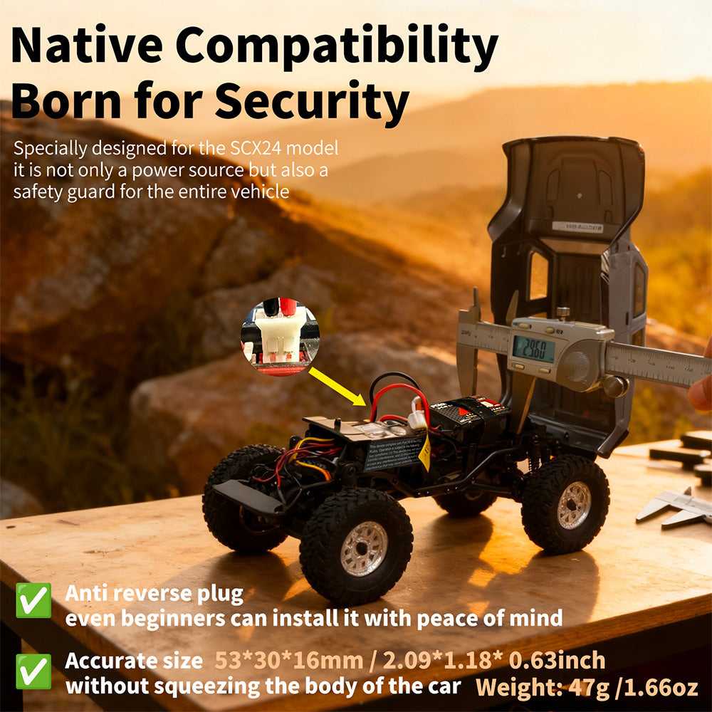 7.4V 1150mAh 2S LiPo battery 40C PH2.0 native compatibility, AXIAL SCX24 Burst, born for security
