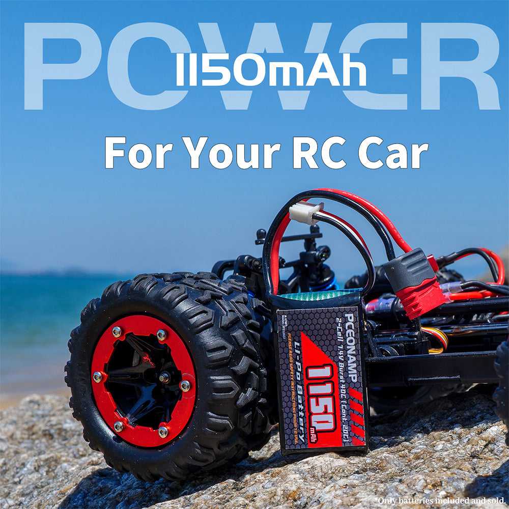 PCEONAMP 7.4V 1150mAh 2S LiPo battery 40C, off-road RC car, bashing and trail running