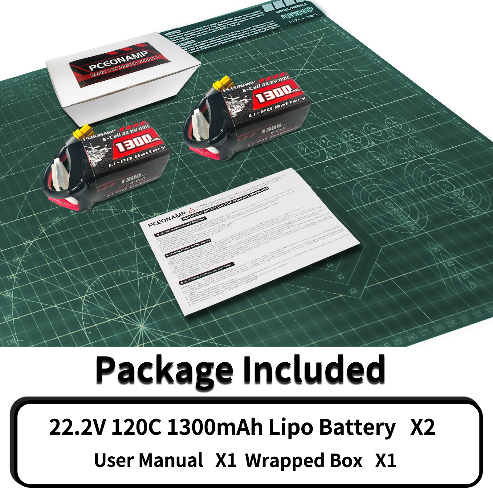 PCEONAMP 6S Lipo Battery 1300mAh 22.2V 120C with XT60 Plug Rechargeable High Capacity RC Drone Battery Soft Case Fit for RC FPV RC Racing Drone Quadcopter