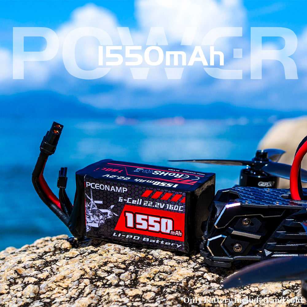 PCEONAMP 1550mAh 6S LiPo battery 160C on rocky terrain, outdoor FPV racing