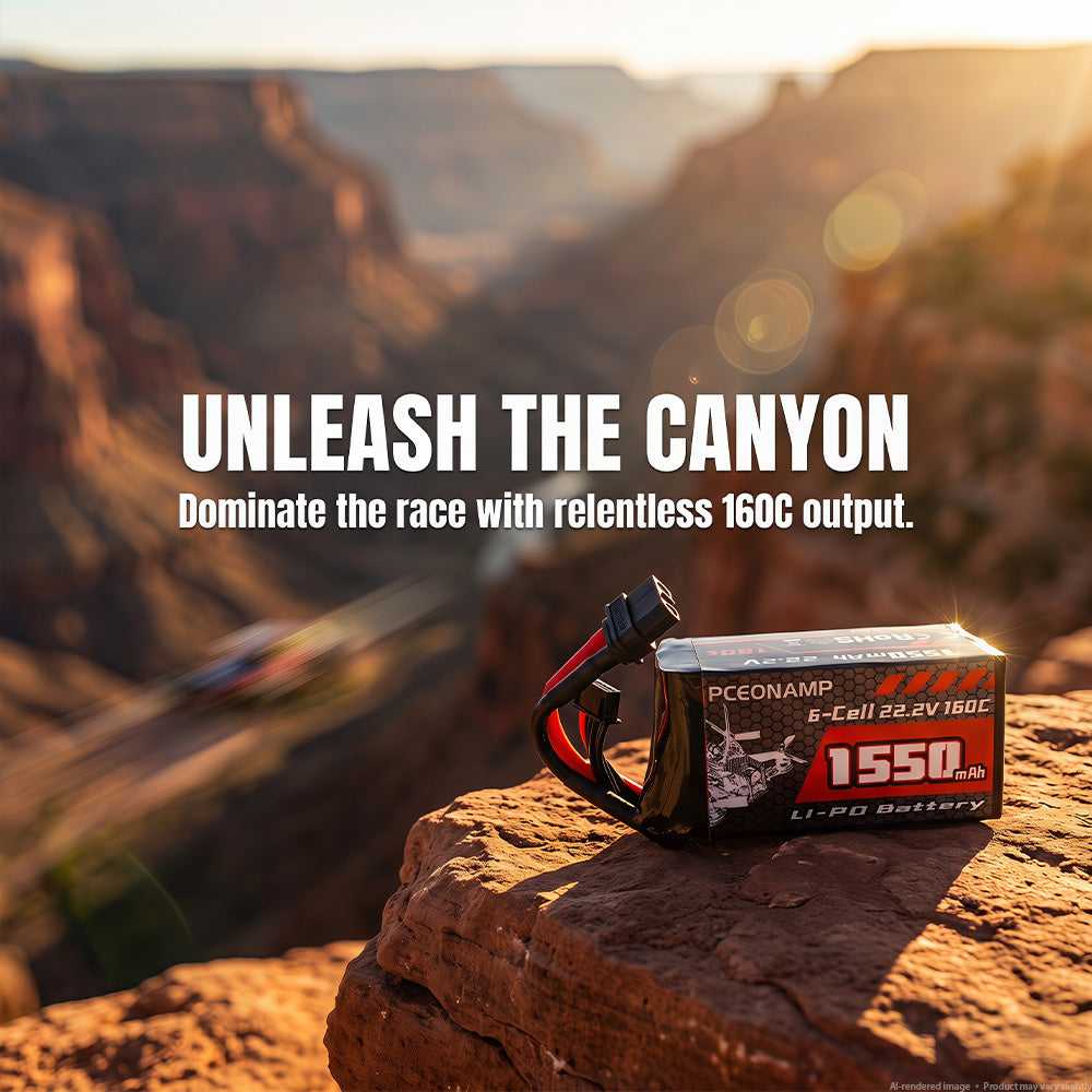 PCEONAMP 22.2V 1550mAh 6S LiPo battery 160C, canyon racing FPV drone, rugged terrain