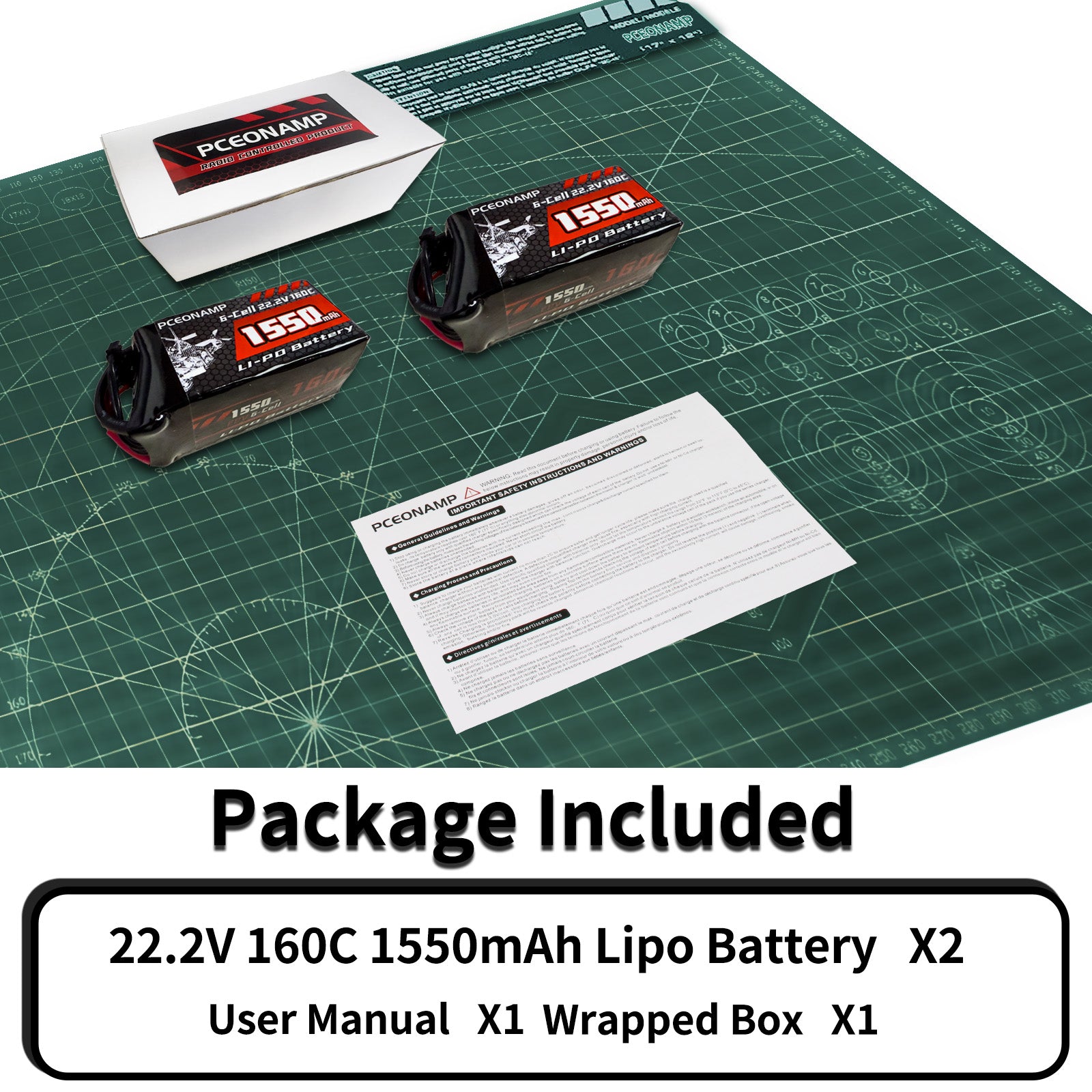 PCEONAMP 6S Lipo Battery 1550mAh 22.2V 160C with XT60 Plug Rechargeable High Capacity RC Drone Battery Soft Case Fit for RC FPV RC Racing Drone Quadcopter