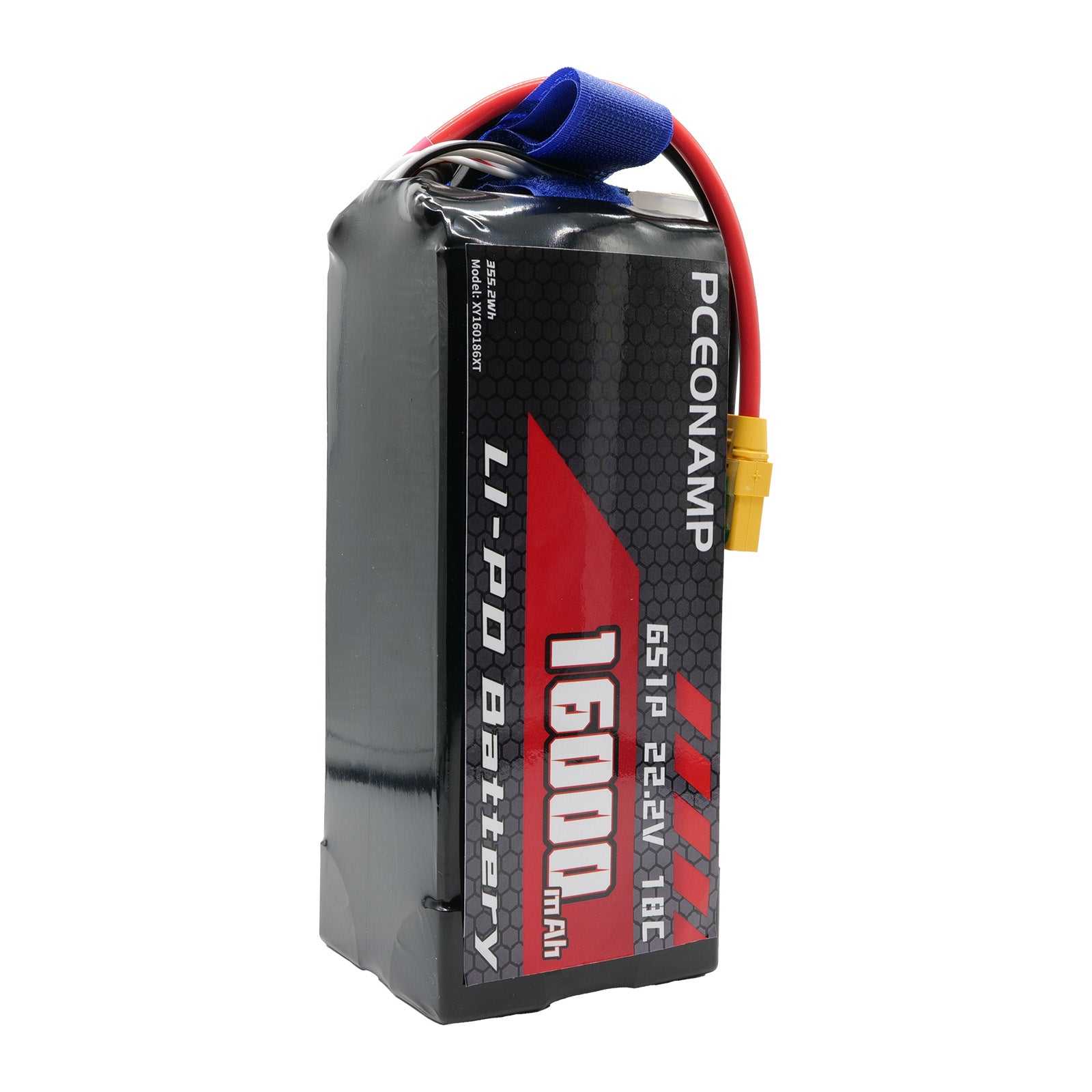16000mAh 6S LiPo battery for agricultural and inspection drones, 190 x 73 x 60mm, 8AWG silicone wires