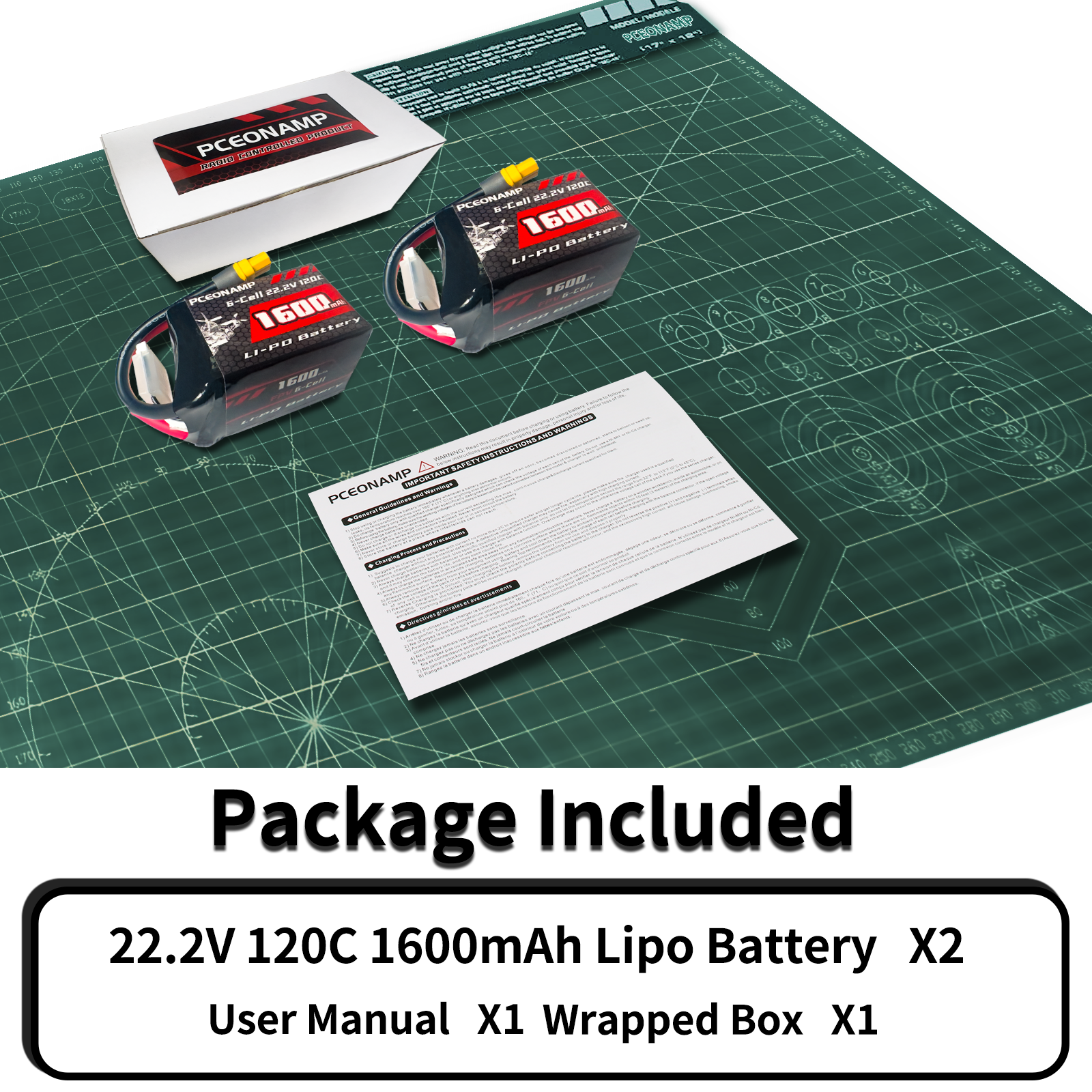 PCEONAMP 6S Lipo Battery 1600mAh 22.2V 120C with XT60 Plug Rechargeable High Capacity RC Drone Battery Soft Case Fit for RC FPV RC Racing Drone Quadcopter