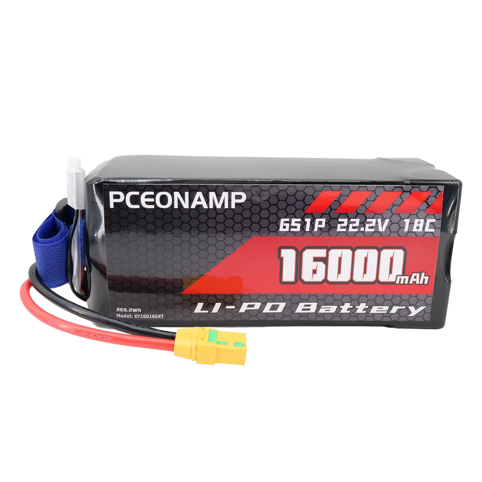 PCEONAMP 6S Lipo Battery 16000mAh 22.2V 18C with XT90 Plug Rechargeable High Capacity RC Drone Battery Soft Case Fit for RC FPV RC Drone Quadcopter
