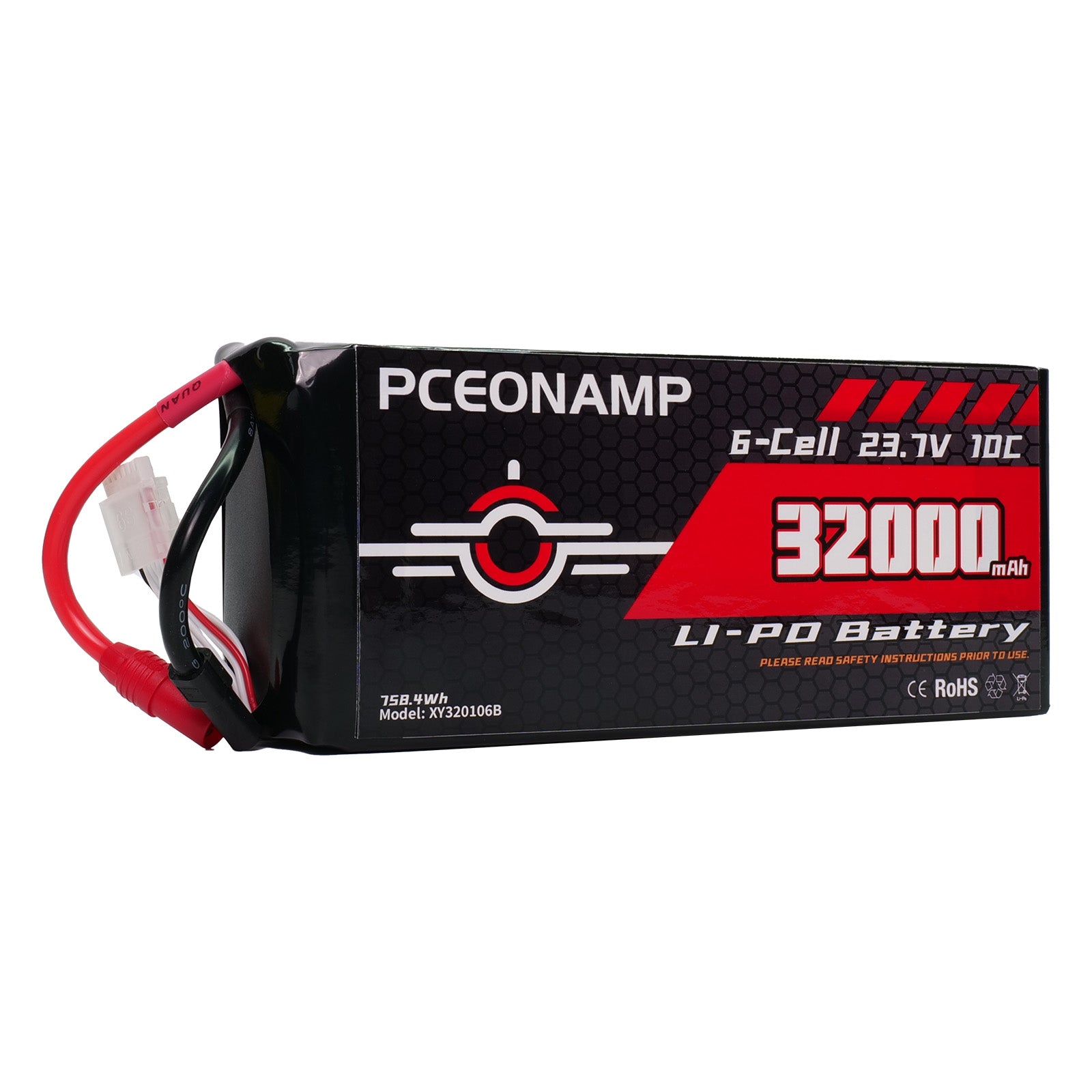 PCEONAMP 6S Lipo Battery 32000mAh 23.7V 10C with 4mm Bullets Plug Rechargeable High Capacity RC Drone Battery Soft Case Fit for RC FPV RC Drone Quadcopter