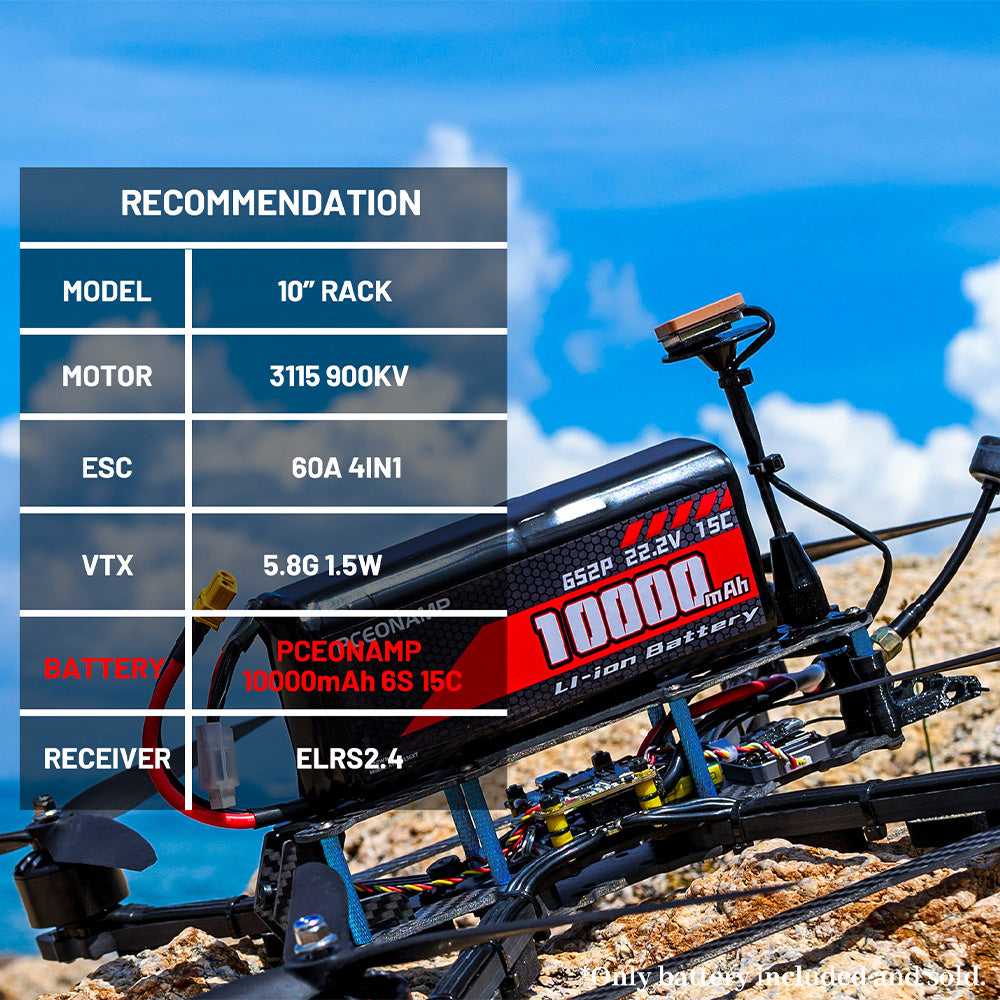 PCEONAMP 21700 Li-ion battery spec table with FPV drone, 6S2P 10000mAh configuration