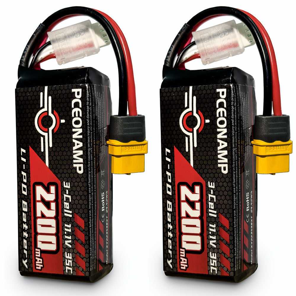 PCEONAMP 11.1V 2200mAh 3S LiPo battery 35C, two-pack, XT60 plug, product photo