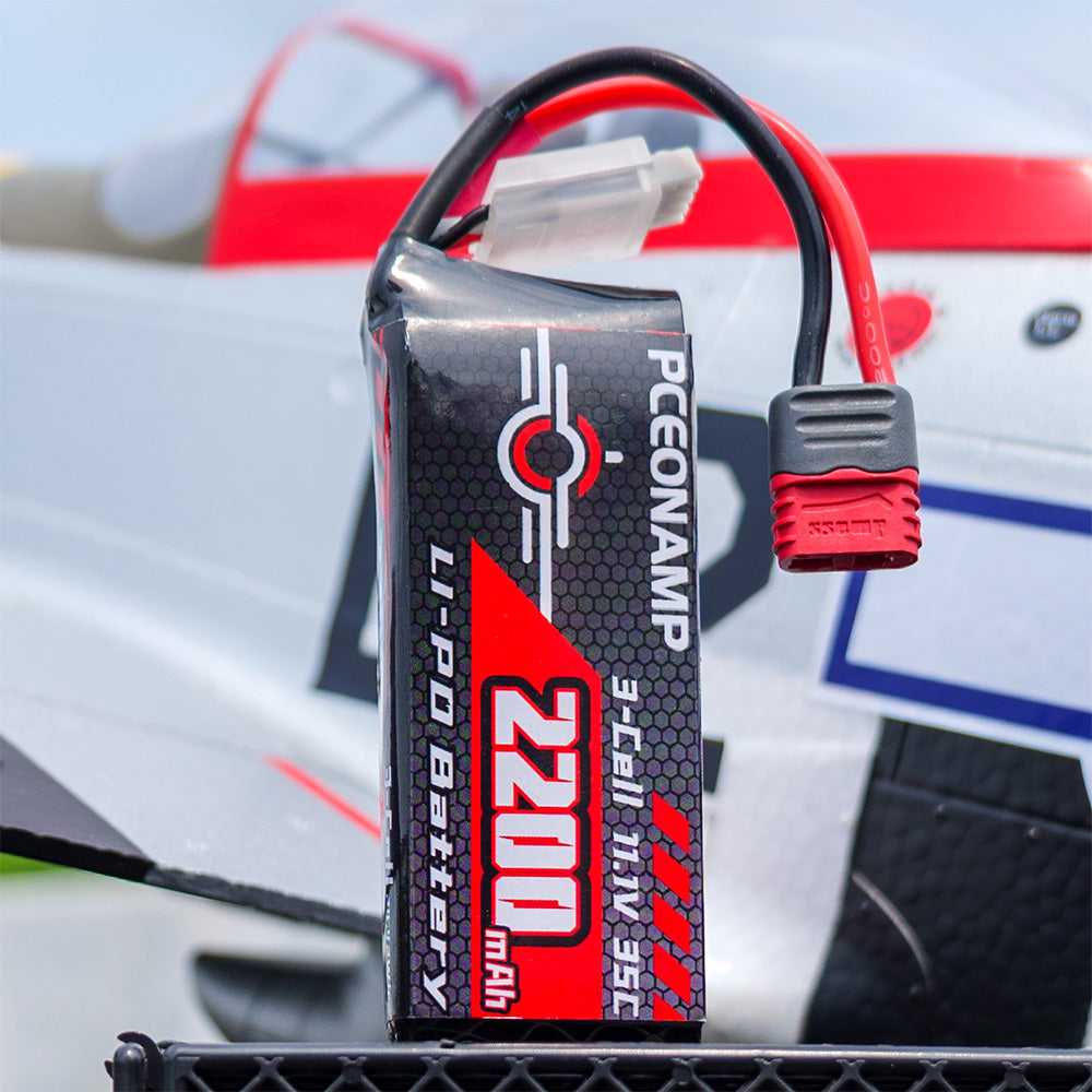 PCEONAMP 2200mAh 3S LiPo battery 35C installed on RC fixed-wing aircraft, 1.0m-1.5m electric plane
