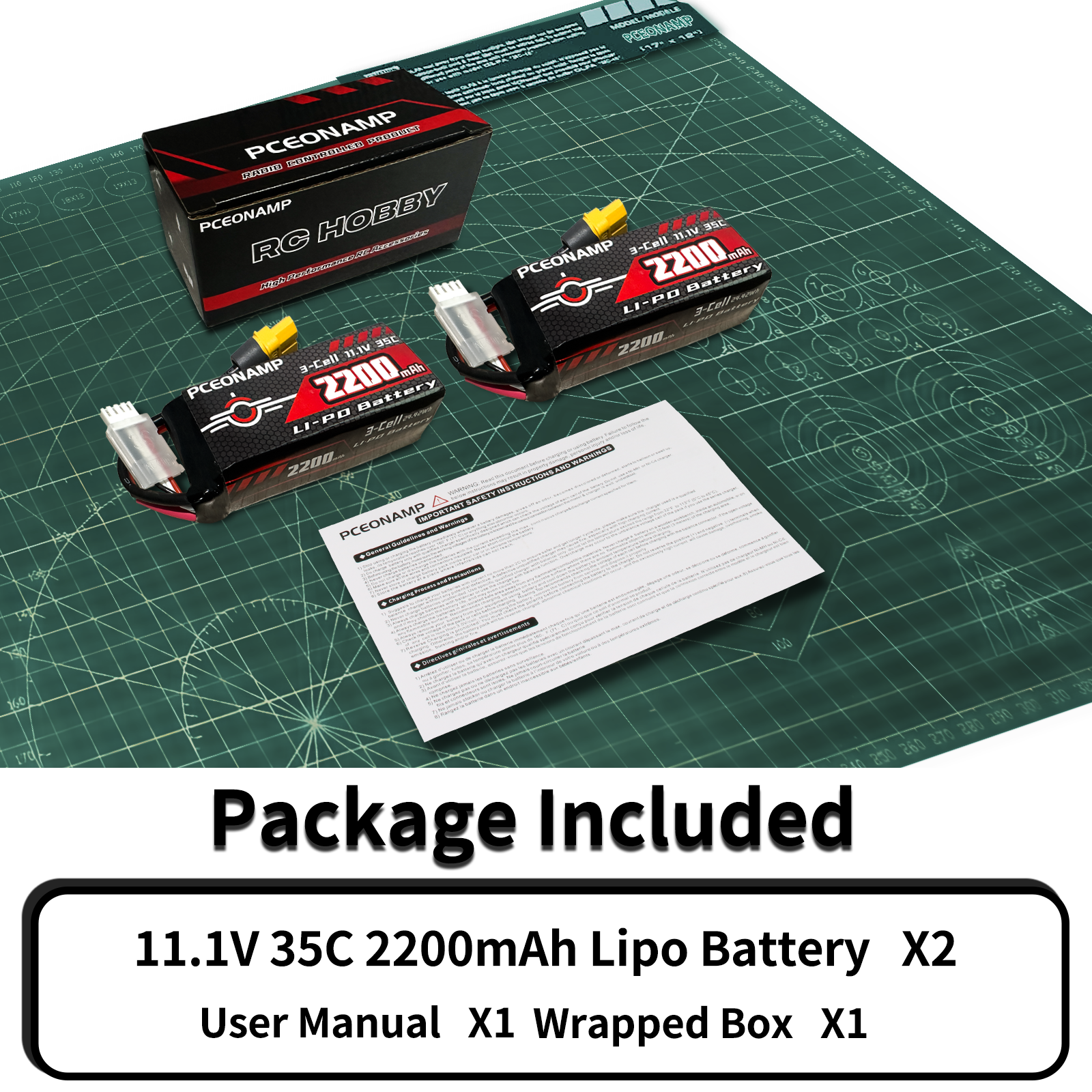PCEONAMP 3S Lipo Battery 2200mAh 11.1V 35C with XT60 Plug Rechargeable High Capacity RC Airplane Battery Soft Case Fit for FPV Drone Airplane RC Quadcopter Helicopter