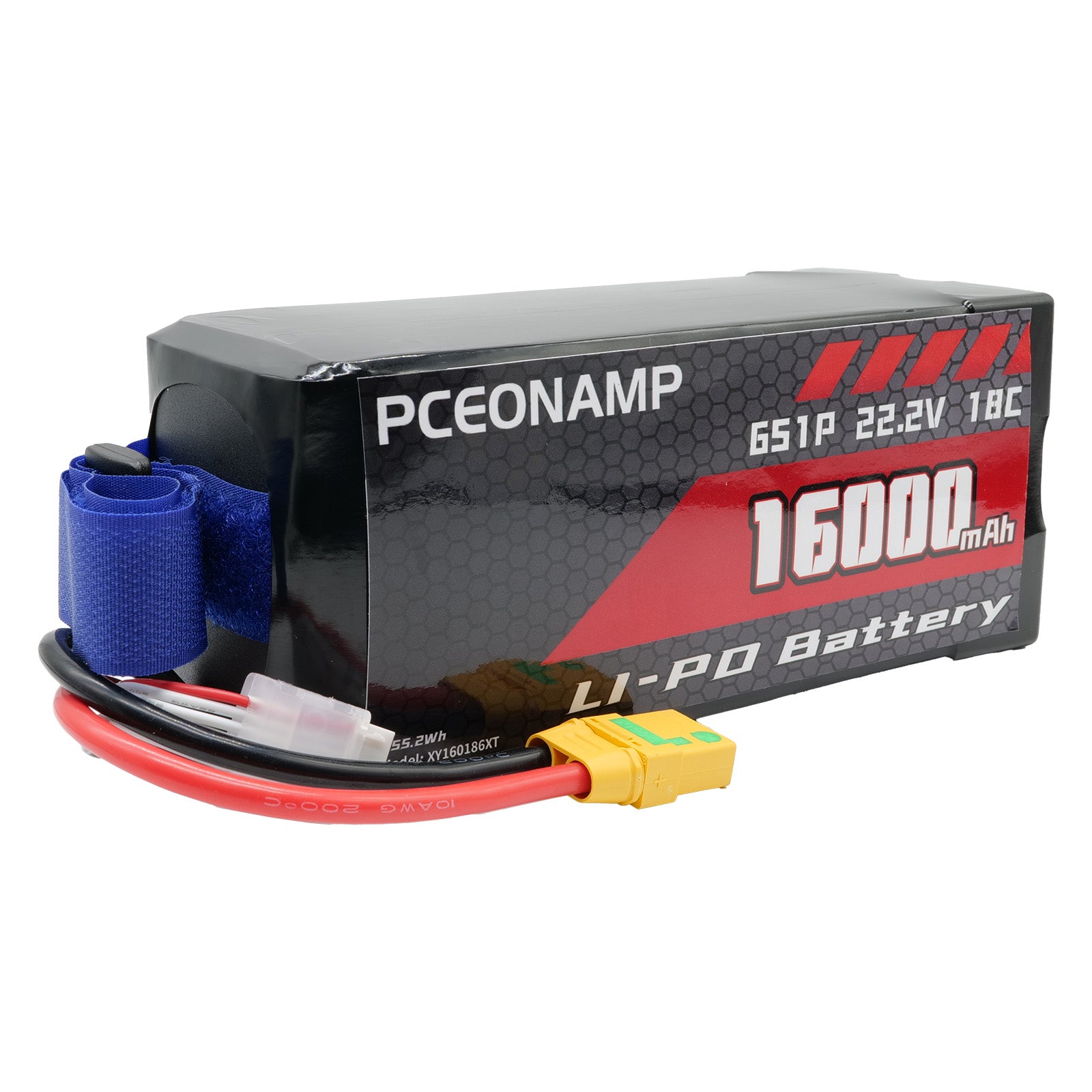 PCEONAMP 6S Lipo Battery 16000mAh 22.2V 18C with XT90 Plug Rechargeable High Capacity RC Drone Battery Soft Case Fit for RC FPV RC Drone Quadcopter