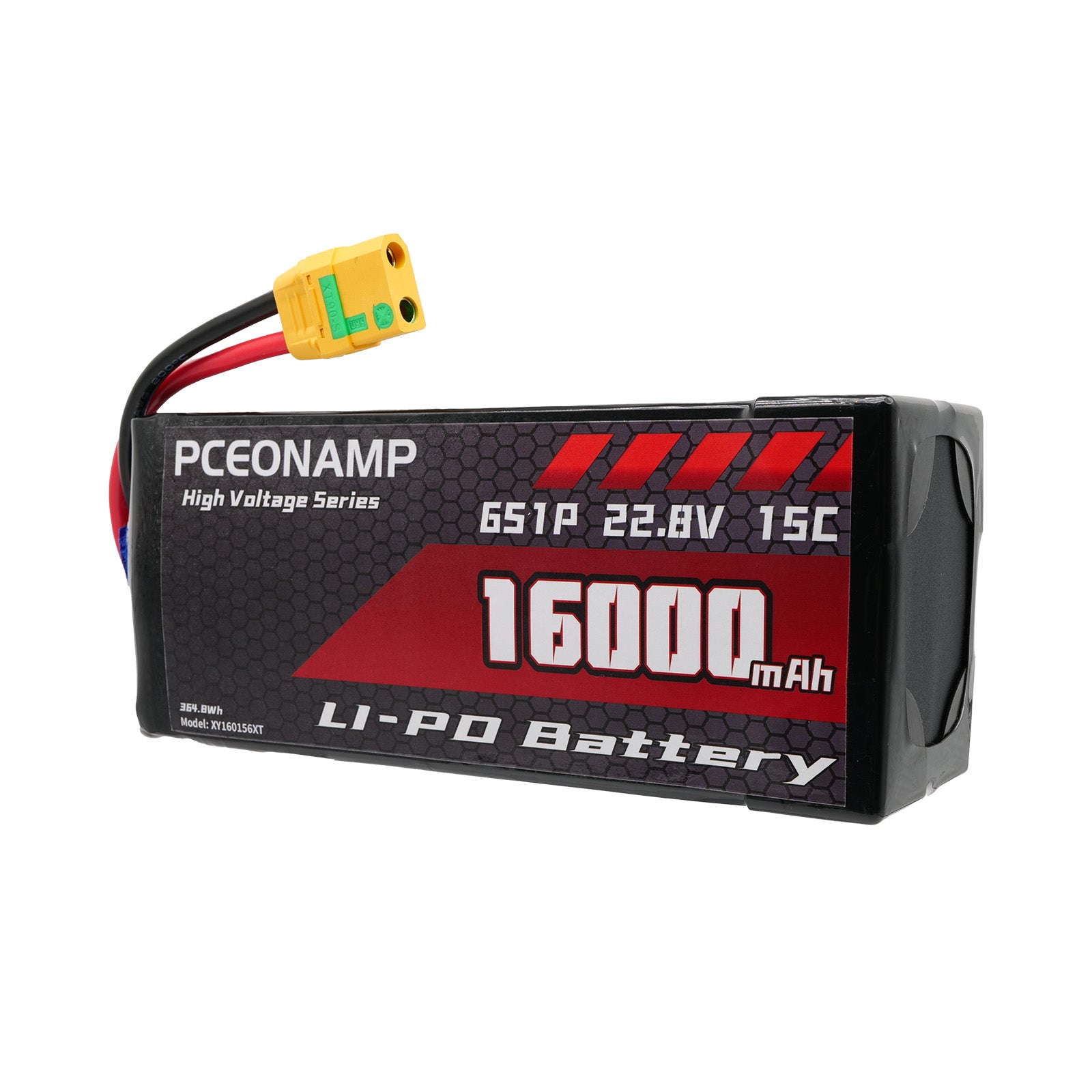 PCEONAMP 6S Lipo Battery 16000mAh 22.8V 15C with XT90 Plug Rechargeable High Capacity RC Drone Battery Soft Case Fit for RC FPV RC Drone Quadcopter