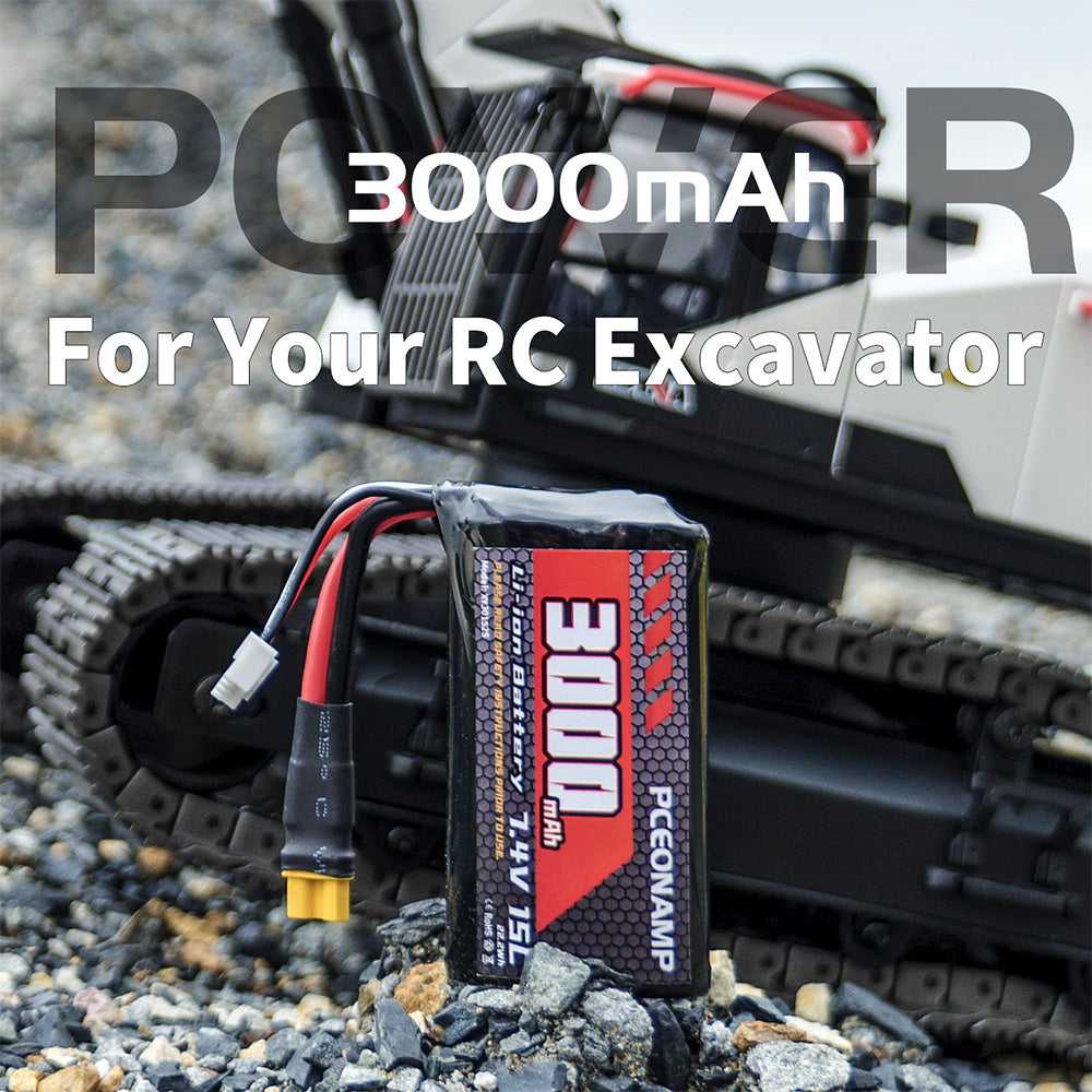 PCEONAMP 7.4V 3000mAh 2S Li-ion battery XT30 for RC excavator, Huina 580 582 583 594