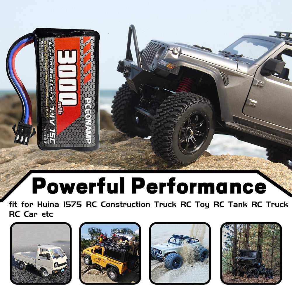 PCEONAMP 7.4V 3000mAh 2S Li-ion battery SM-3P powerful performance, RC truck, RC rock crawler
