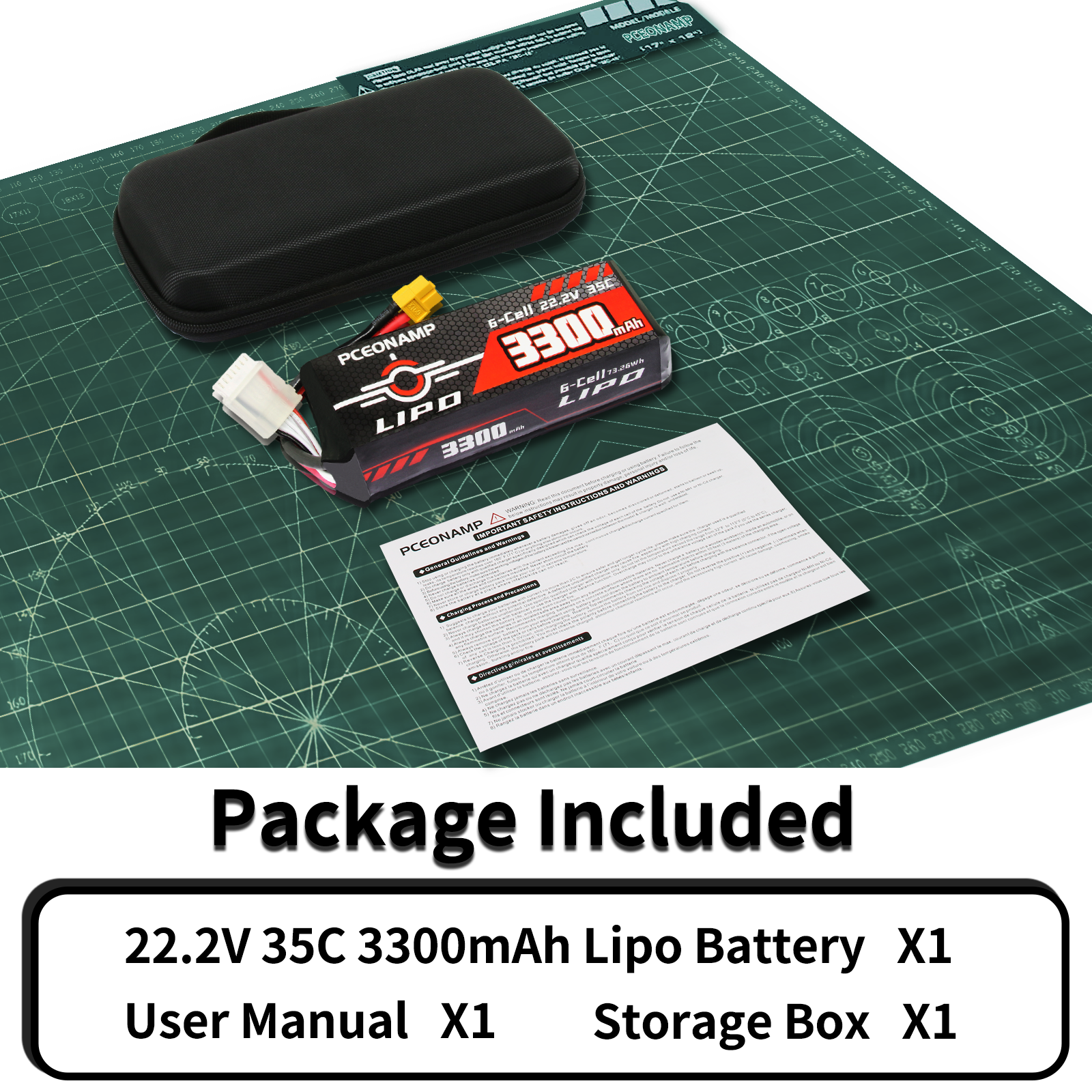 PCEONAMP 6S Lipo Battery 3300mAh 22.2V 35C with XT60 Plug Rechargeable High Capacity RC Drone Battery Soft Case Fit for Racing Drones, F3A, EDF, High Speed Jet, with Battery Storage Box