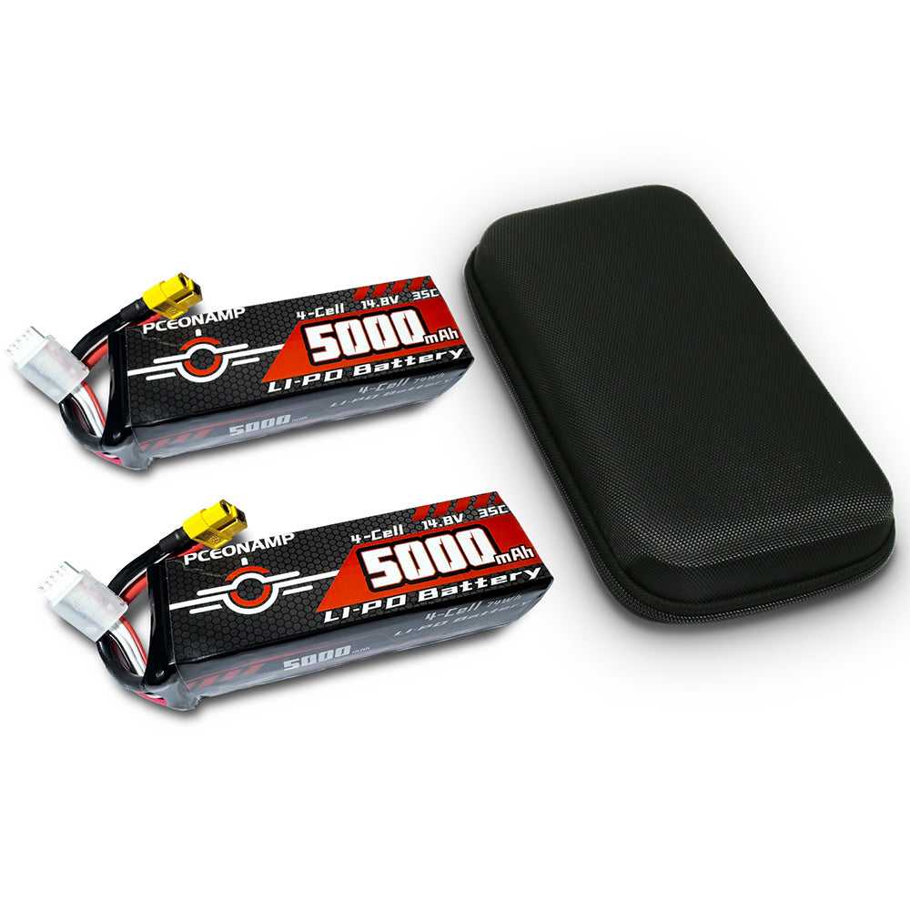 PCEONAMP 14.8V 5000mAh 4S LiPo battery 35C with storage case, XT60 plug, product photo