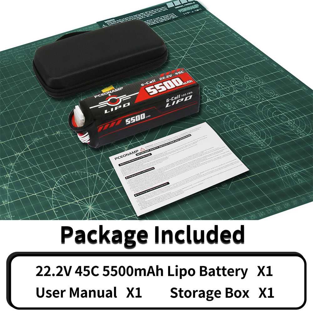 PCEONAMP 22.2V 5500mAh 6S LiPo battery 45C package included, user manual, storage box