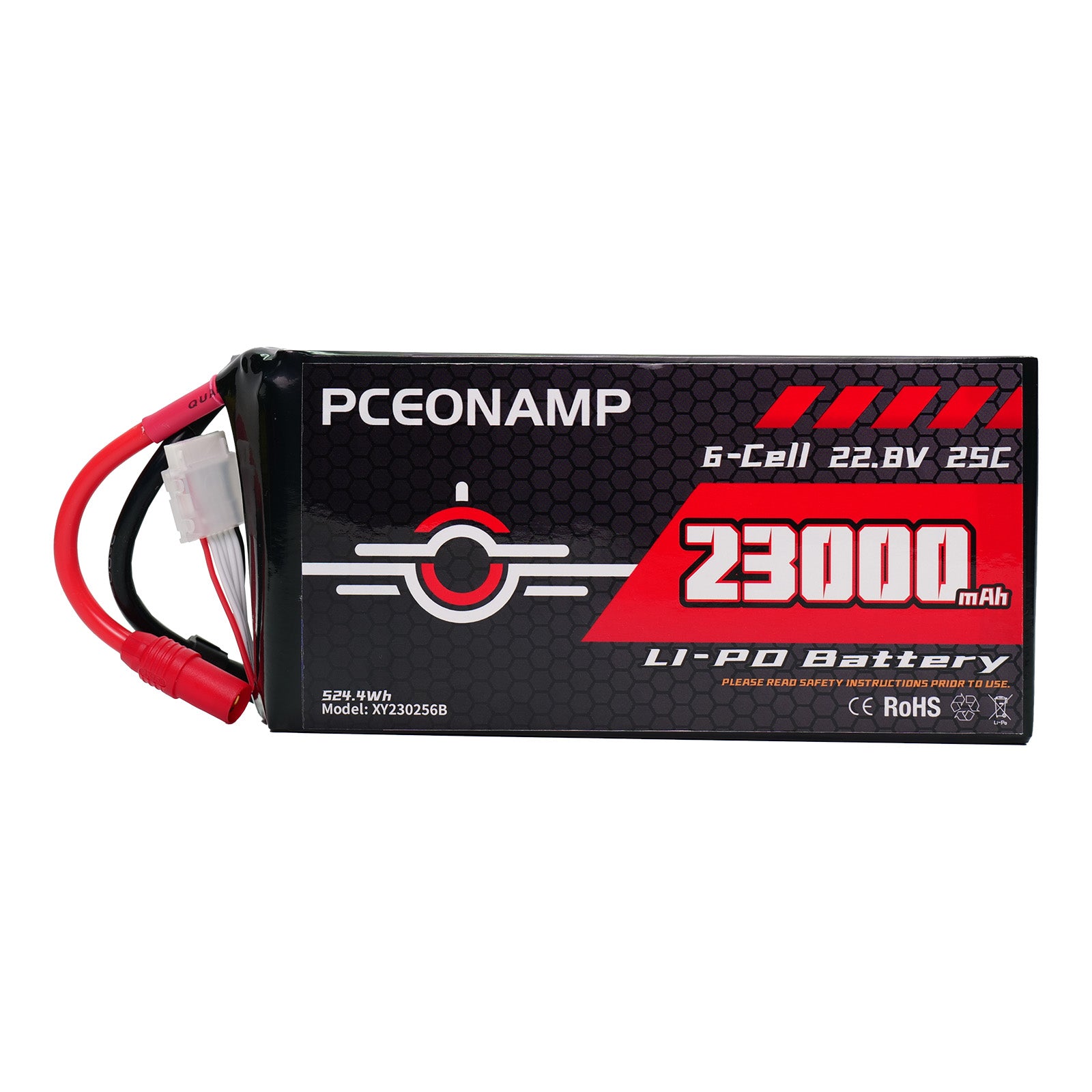 PCEONAMP 6S Lipo Battery 23000mAh 22.8V 25C with 4mm Bullets Plug Rechargeable High Capacity RC Drone Battery Soft Case Fit for RC FPV RC Drone Quadcopter