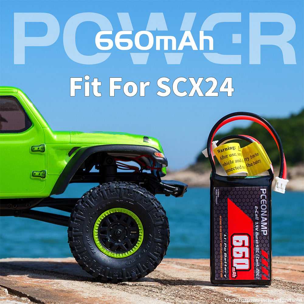 PCEONAMP 7.4V 660mAh 2S LiPo battery 40C, fit for SCX24, 1/24 scale RC car