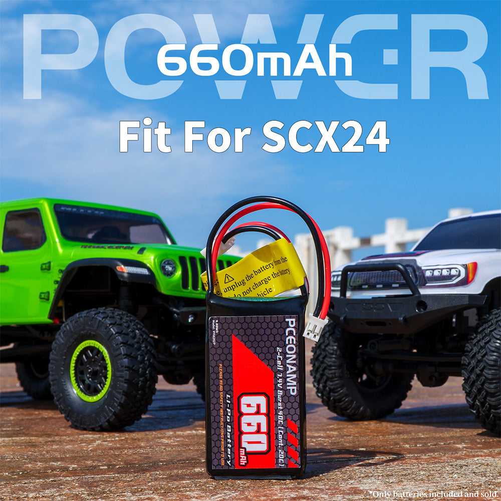 660mAh 2S LiPo battery 40C powering SCX24 rock crawler, off-road crawling
